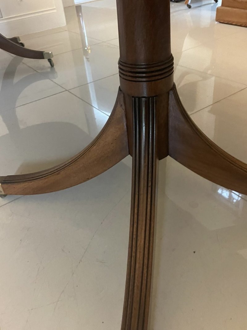 Antique Edwardian 10 Seater Quality Figured Mahogany Two Pilar Dining Table - Image 13